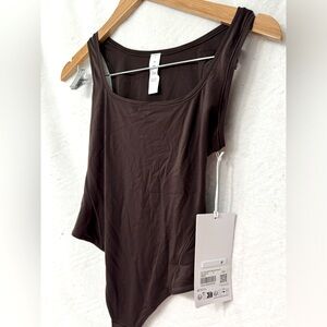 Lululemon. Brown size Small. Nulu Square Neck Sleeveless Bodysuit Thong. W/ Tags
